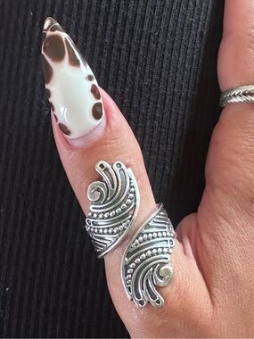 Silver Swirl Adjustable Ring - Silver